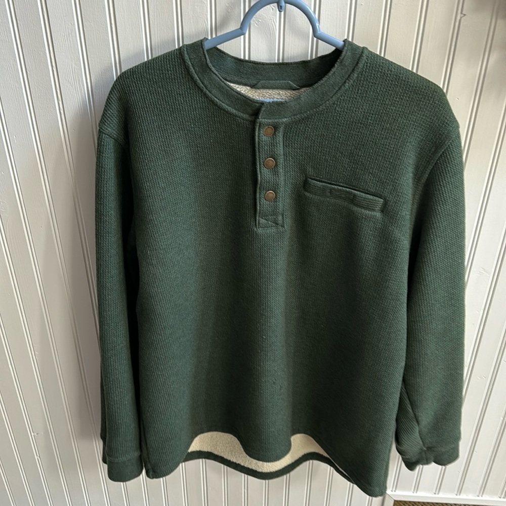 L L Bean Men forest green warm sweatshirt L Regular